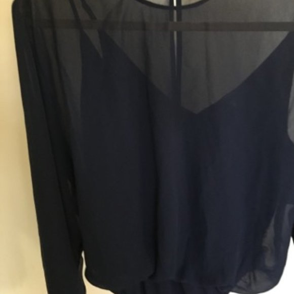 EXPRESS Sheer Chiffon Long Sleeve Bodysuit - Size Medium - Picture 7 of 9